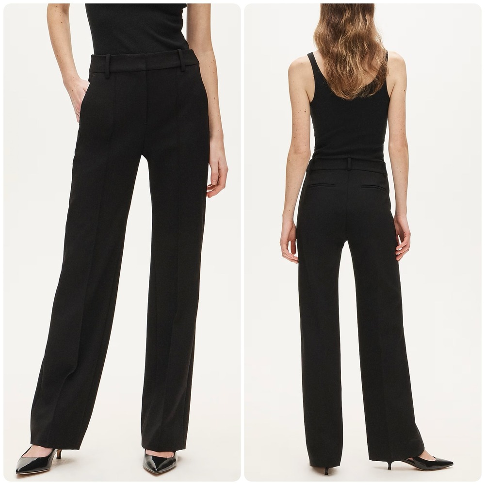 NWT J.Crew Womens Natalia Black Carreman Fabric Wide Leg Career Trouser Pants 14